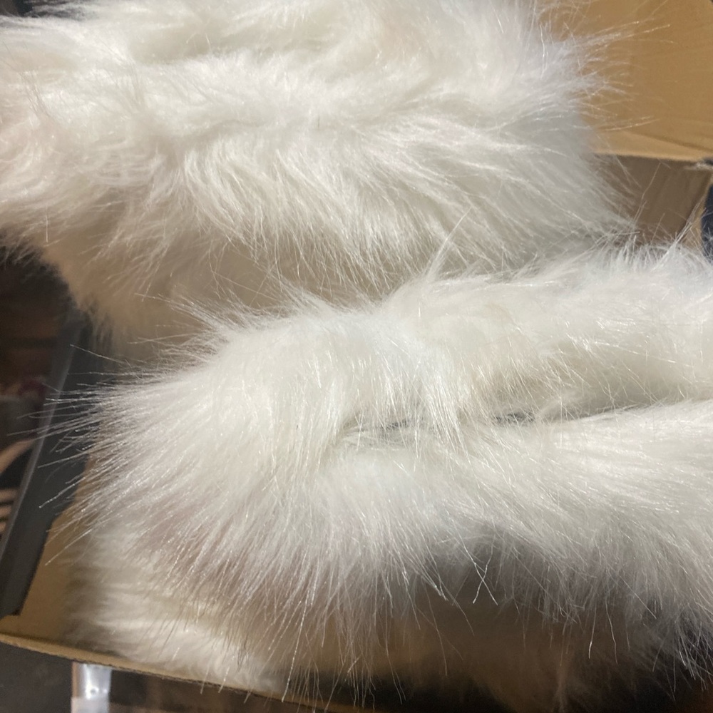 Plush Faux Fur White Boot Slippers - Cozy Home Accent